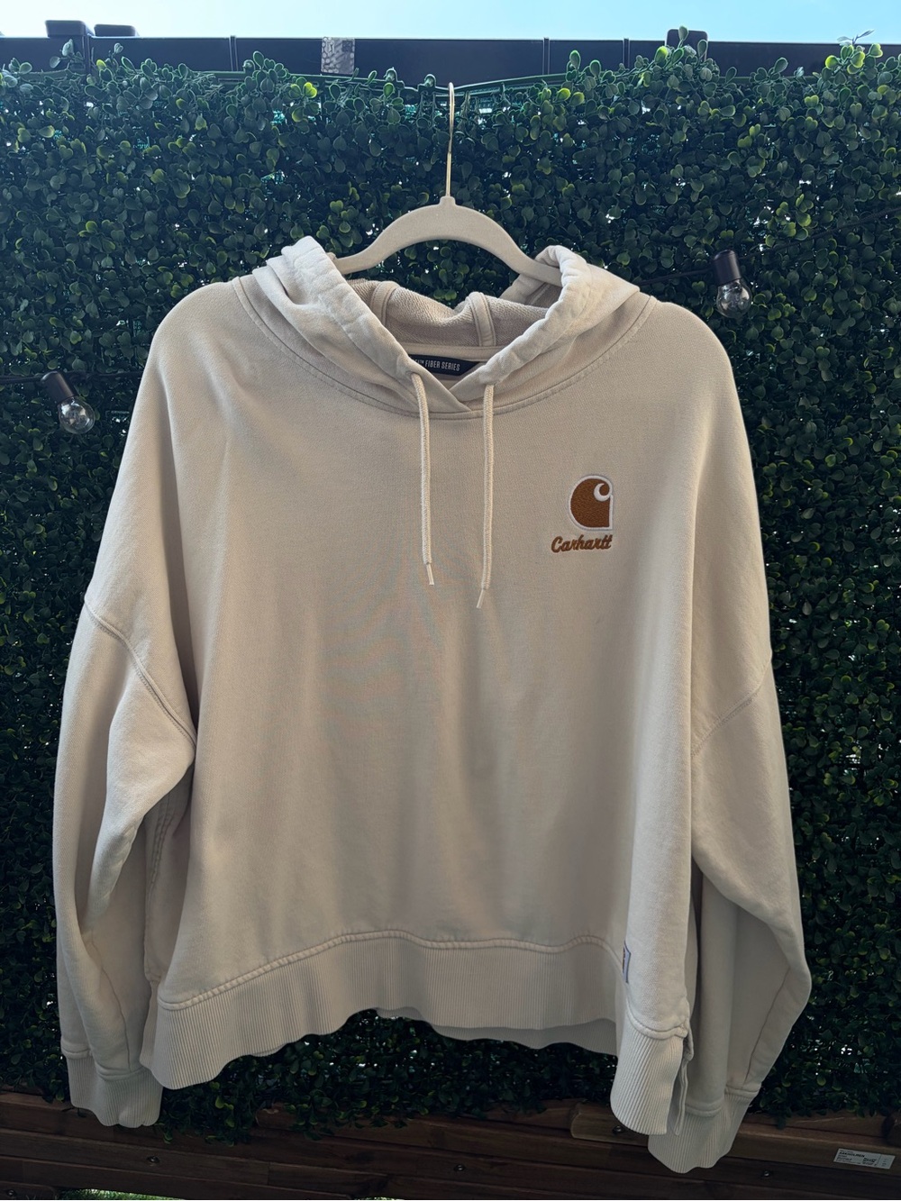 Carhartt Light Beige/Tan Pullover Hoodie with Hood Drawstrings